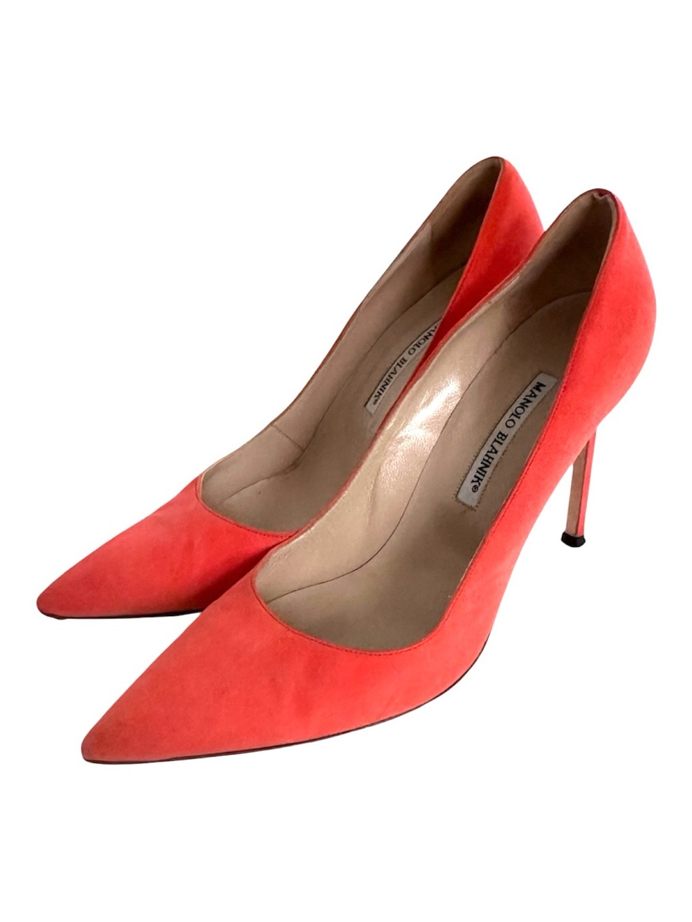 Manolo Blahnik Coral Suede Pointed Toe Pumps Heels Size 41